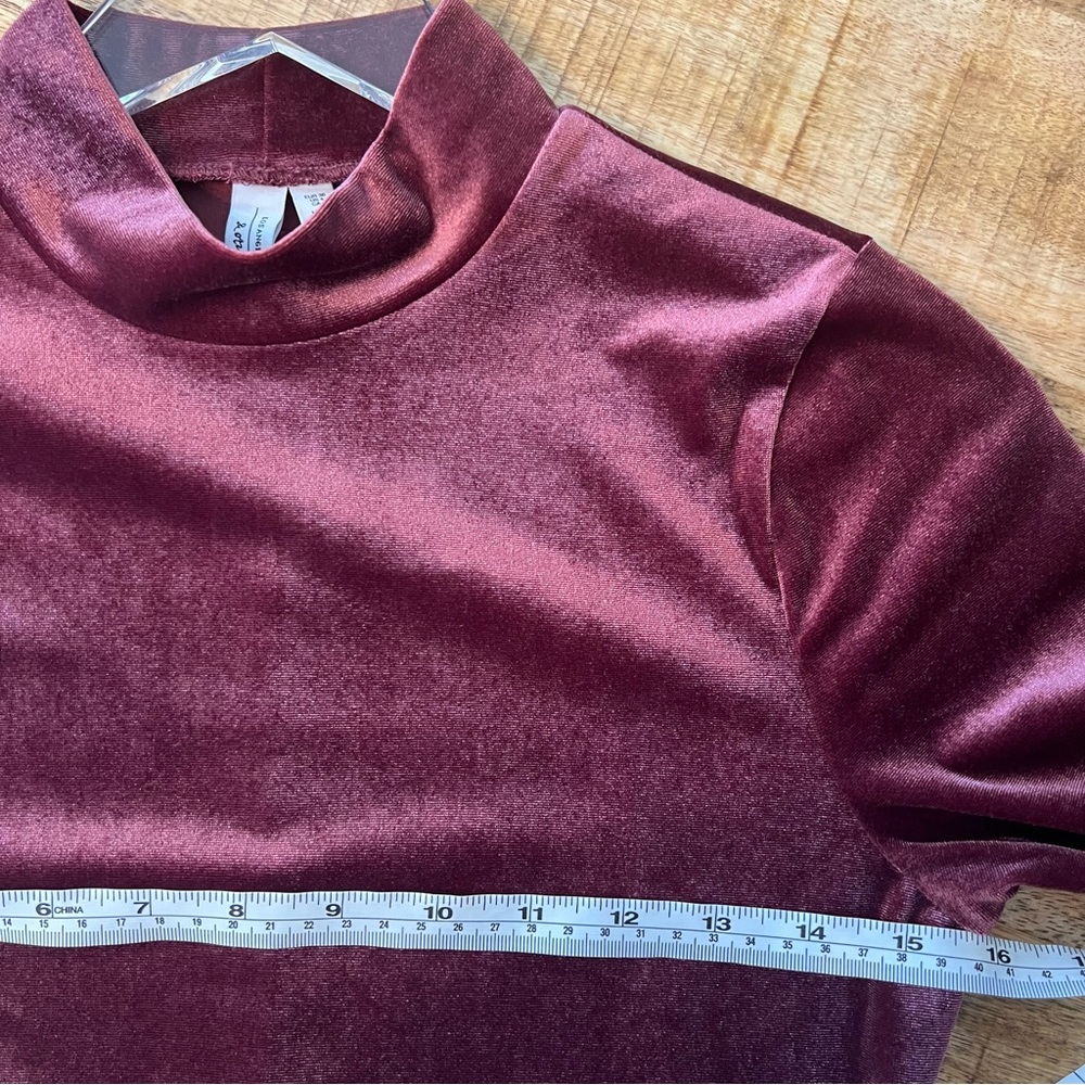 & Other Stories Velvet Turtleneck Midi Dress Burgundy Slit Long Sleeve Women's 4 - Picture 11 of 13